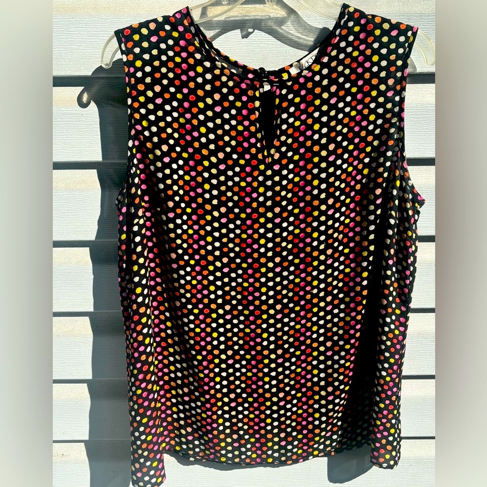 Kasper| Kasper  colorful sleeveless polka-dot blouse size L